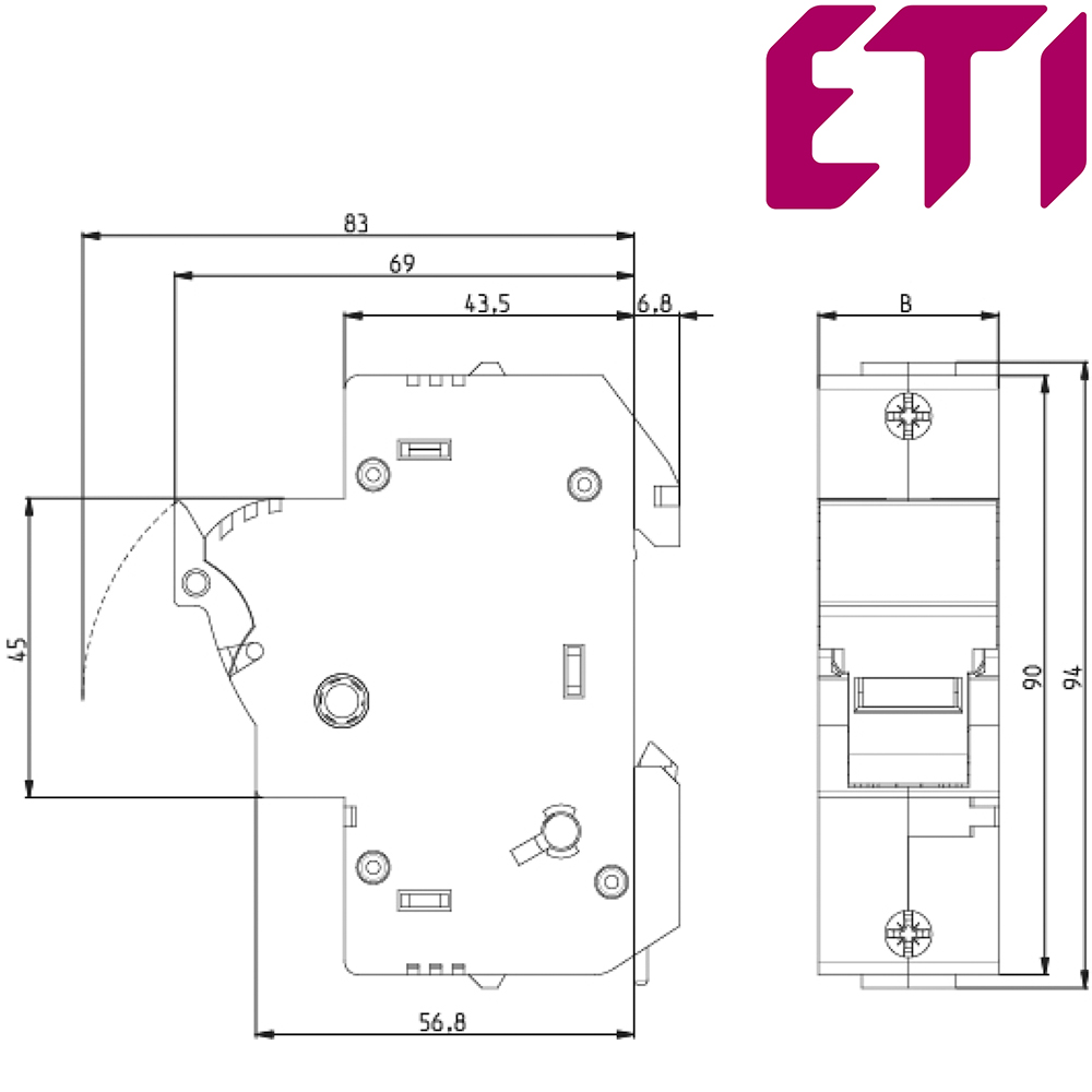 ابعاد پایه فیوز تک پل eti