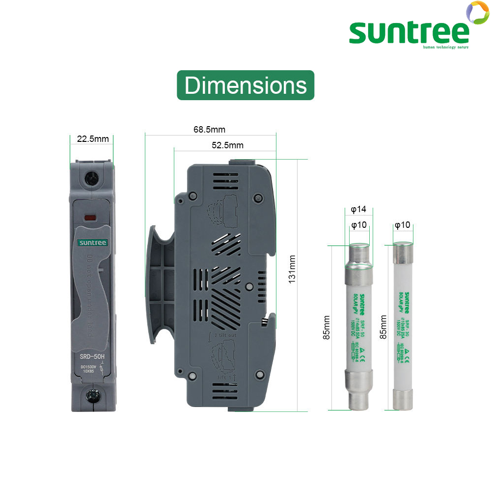 ابعاد فیوز خورشیدی suntree