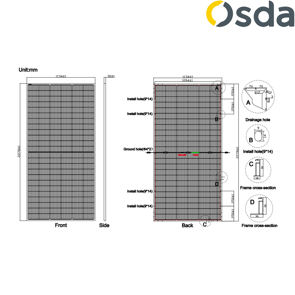پنل خورشیدی osda solar 590w